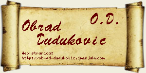 Obrad Duduković vizit kartica